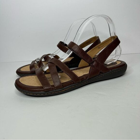 BORN faux leather Brown Strappy Sandals with Adjustable Ankle Strap 11 - Picture 9 of 9